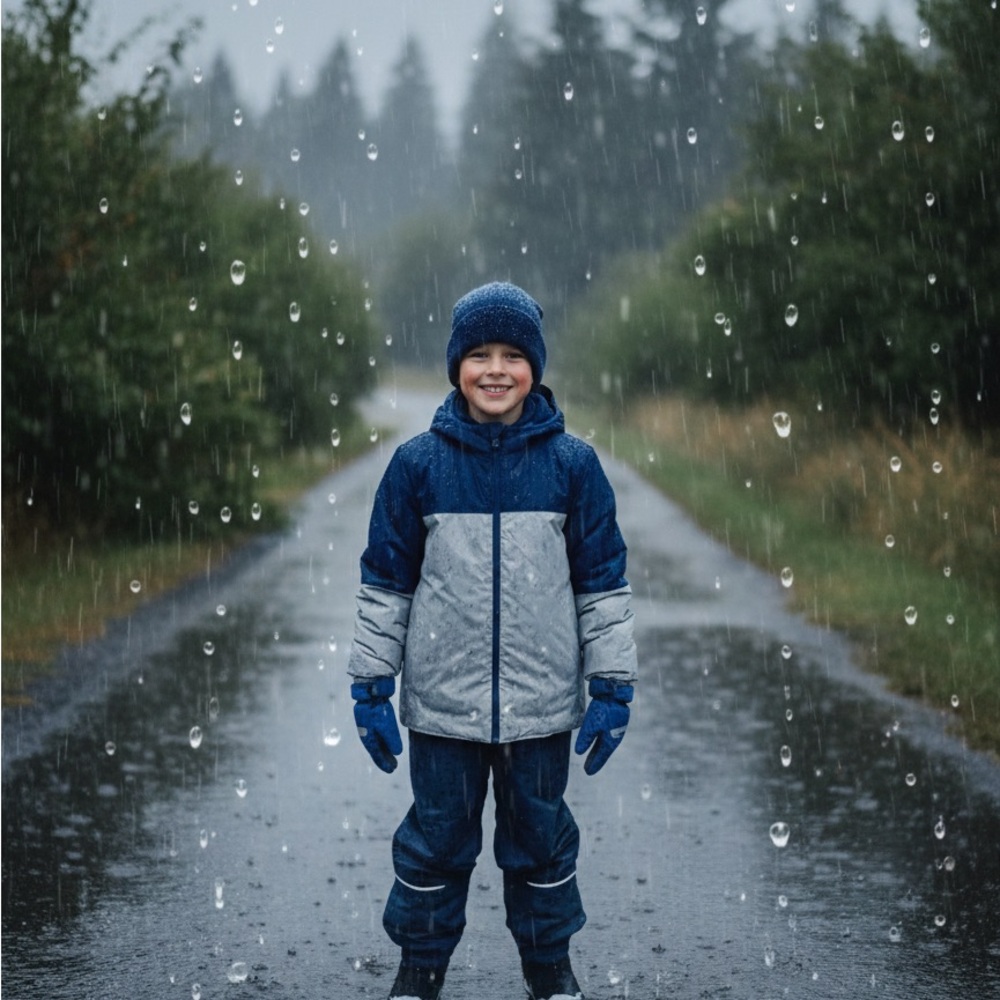 Kids Blue and Gray Raincoat